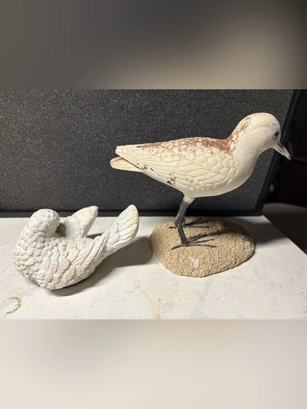 Decorative White Beachbird Figurines- Coastal Table Décor